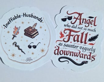 Pegatina troquelada de Good Omens / Vinilo adhesivo impermeable / Para portátil, botella de agua, agenda / Regalo para fans de Good Omens