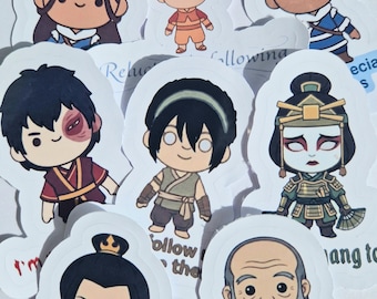 Pegatina troquelada de Avatar: La Leyenda de Aang / Vinilo adhesivo impermeable / Para portátil, botella de agua, agenda / Regalo para fans de ATLA