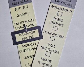 Marcapáginas deslizante de romance moralmente ambiguo / Accesorio de lectura con escala de personajes picantes