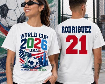 Comfort Colors USA World Cup 2026 Soccer Fan Tee, Custom Name Number Shirt
