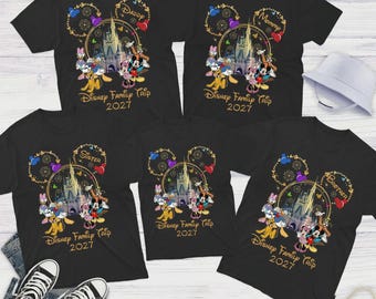 Disney Family Trip 2027 Shirt, Mickey And Friends Family Vacation Tee, Magical Castle Trip Shirt,Family Matching Theme Park Tee, Disney 2027