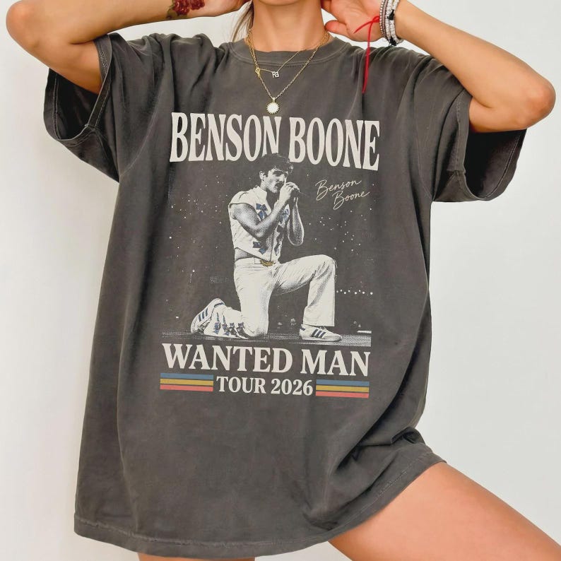 Comfort Colors® Benson Boone Tour 2026 Shirt, Wanted Man Concert Tee, Retro Music Fan Shirt, Vintage Concert Merch Style Tee, Pop Musicshirt image 1