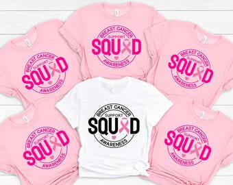 Breast Cancer Squad Warrior Shirt, Cancer Awareness Matching Tee, Pink Ribbon Cancer Women Tshirt, Breast Cancer Fighter Matching Gift