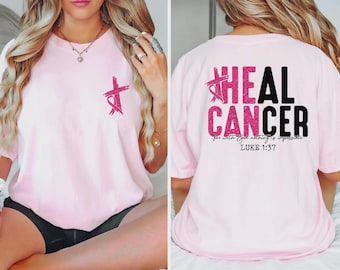 Comfort Colors® Heal Cancer Shirt, Christian Cancer Shirt, Cancer Supported Crew Shirt, Cancer Ribbon Tshirt, Pink Ribbon Shirt