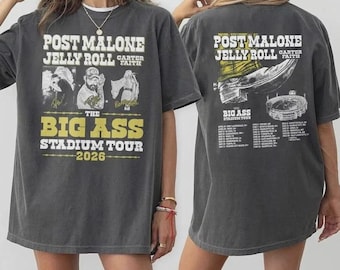 Comfort Colors Post Malone Jelly Roll Big Ass Stadium Tour 2026 Shirt, Concert Graphic Tee, Music Tour Shirt
