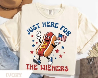 Comfort Colors® Hot Dog Shirt, Retro 4th of July Patriotic Tee