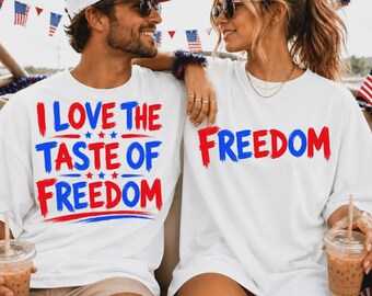 Comfort Colors® I Love The Taste of Freedom Shirt, Funny Patriotic Couple Shirt, Matching 4th of July Couple Tee, Independence Day Matching