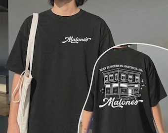Comfort Colors Malone's Bar Burger Shirt, Two Sided Hastings Graphic Tee