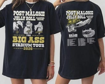 Post Malone Jelly Roll Big Ass Stadium Tour 2026 Shirt, Concert Graphic Tee, Music Tour Sweatshirt, Stadium Tour Fan Shirt