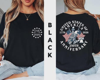Comfort Colors  America 250th Anniversary Shirt, Double Sided Patriotic Eagle Tee, Distressed 4th Of July tShirt, American Flag Shirt