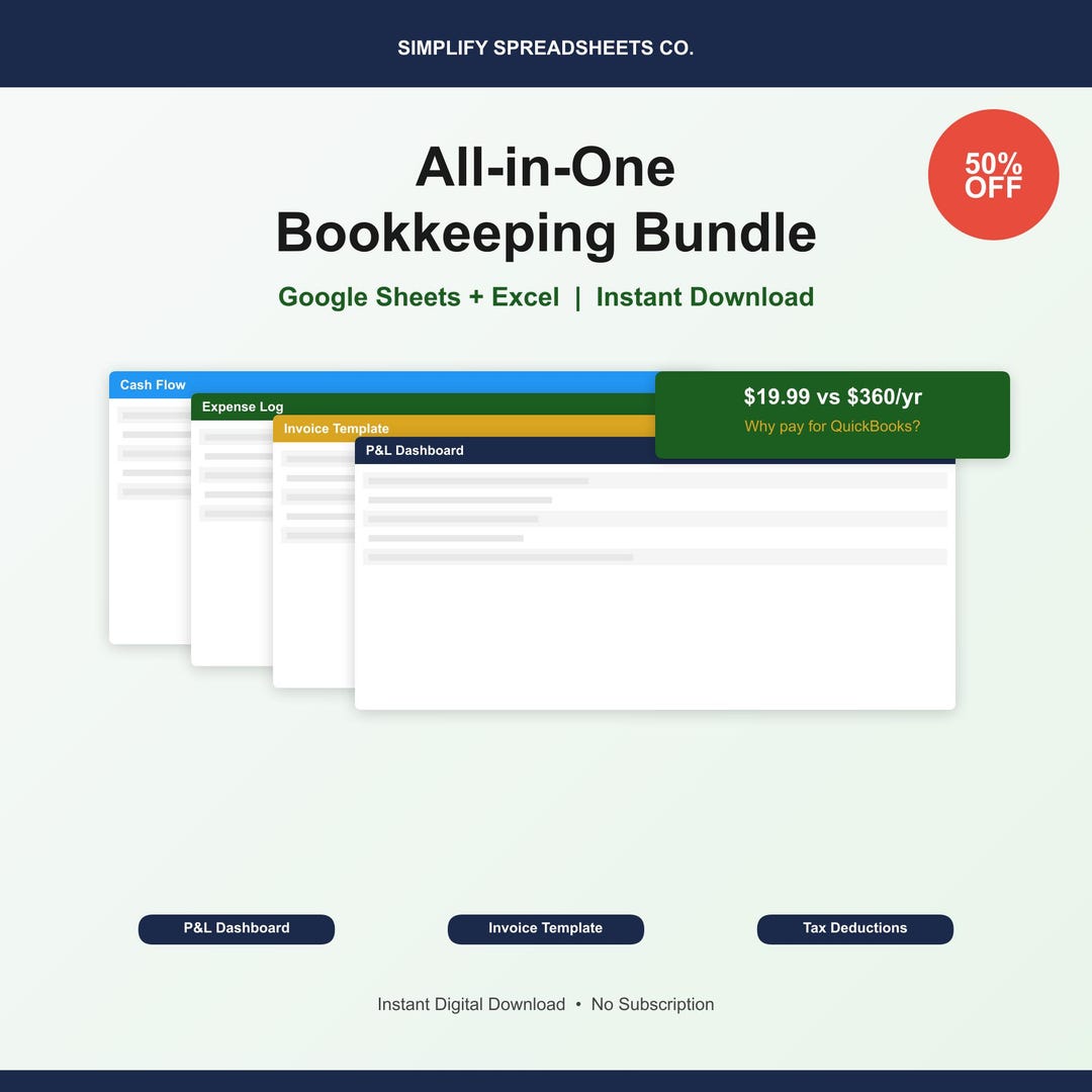 Small Business Bookkeeping Spreadsheet Bundle | Google Sheets ...