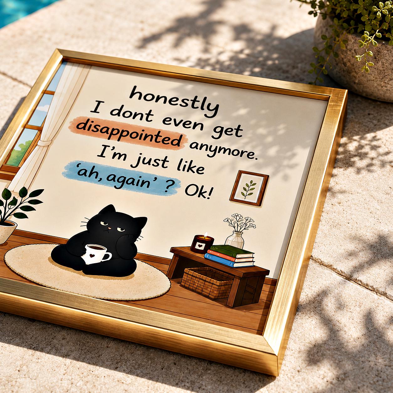 Cute Black Cat Wall Art Print, Funny Introvert Quote Poster, Cozy ...