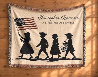 Personalized Military Retirement Blanket Retirement Gift Military Custom Patriotic Name Keepsake Rank Woven Throw Service Recognition Gift