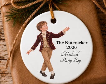 Personalized Nutcracker Party Boy Ornament Custom Party Scene Ballet Dancer Keepsake Christmas Gift Cast Boy Name Role Year Fritz Present