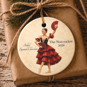 Personalized Nutcracker Ornament Spanish Chocolate Dance Custom Ballet Keepsake Christmas Gift Nutcracker Present for Ballerina Custom name