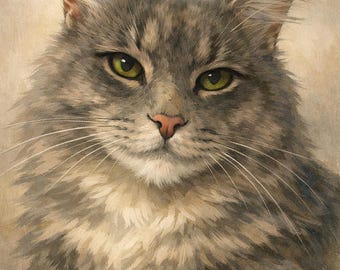 Custom Pet Portrait Oil Painting Style, Cat Dog Art (Digital Download)