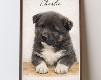 Custom Watercolor Pet Portrait From Photo | Personalized Dog Cat Bird Art | Digital Download | Pet Name | Unique Pet Lover Gift