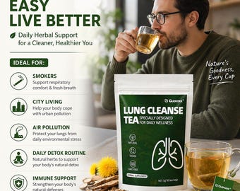 Herbal Lung Cleanse Tea: Natural Respiratory Support, Vegan Wellness Blend (30 Bags)