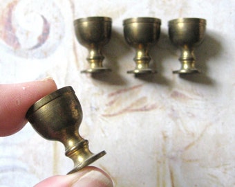 Vintage Miniature Brass Goblets for Curio Cabinet, Assemblage Artwork, Dollhouse x 4