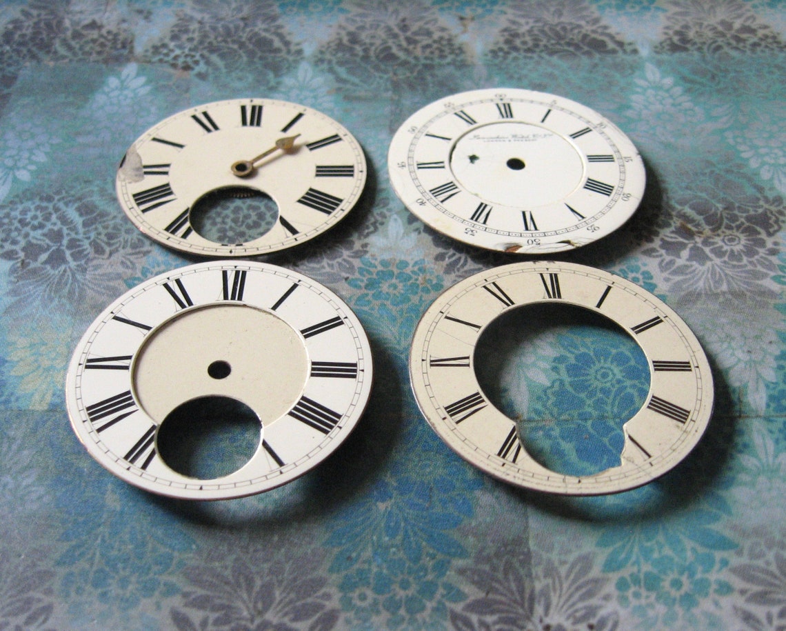 Antique Enamelled Pocket Watch Dial Faces C1900 X 4 Etsy