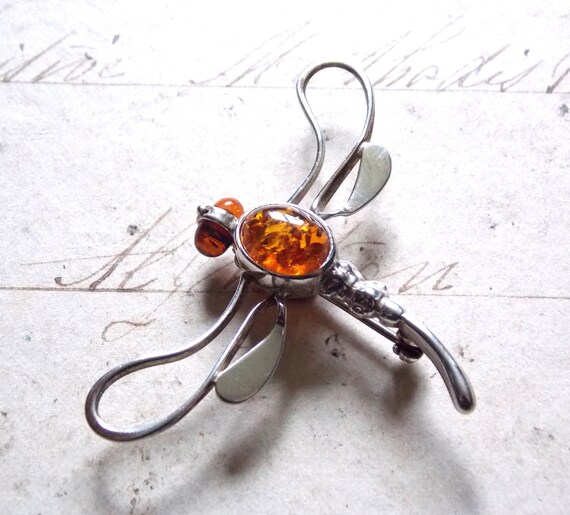Superbe Broche Libellule En Argent - Début Des Années 1900 - Occasion Vintage