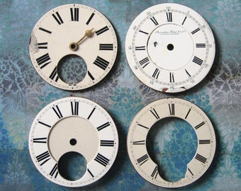 Antique Enamelled Pocket Watch Dial Faces, c1900 x 4