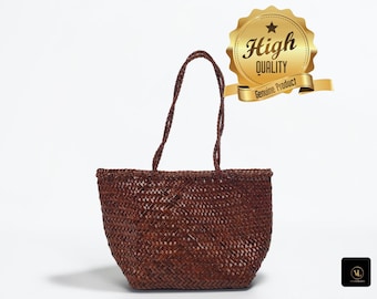 Woven Leather Bag, Cognac Tote, Small Intrecciato Handbag