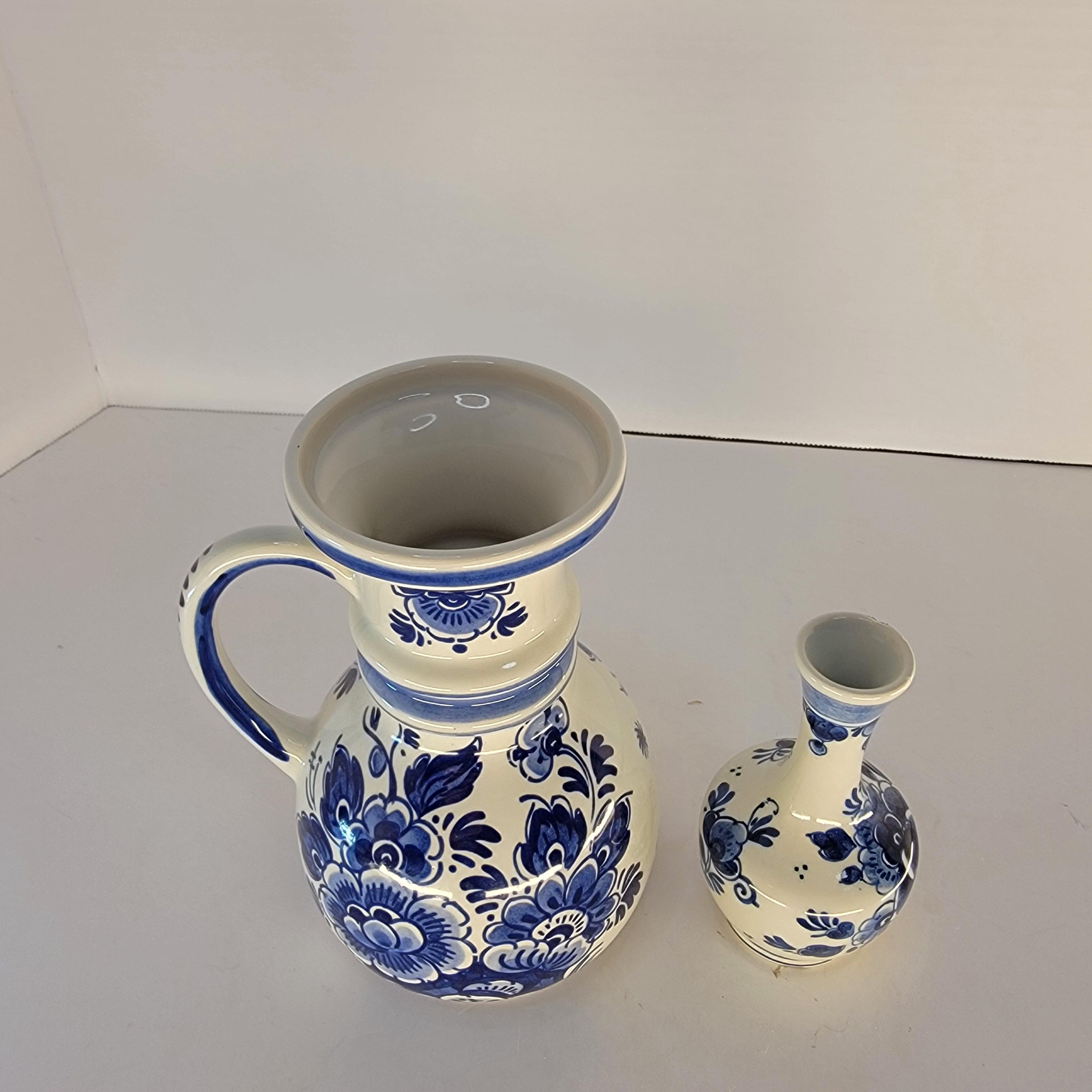 Vintage Delfts Blauw Pitcher Bud Vase Set: Hand Painted Delft Blue ...