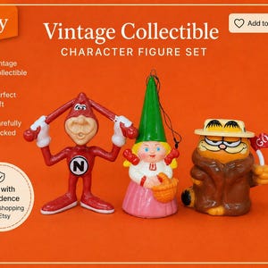 Figurines vintage Garfield, Domino's Noid, Elf Gnome - Ensemble de collection des années 80 et 90