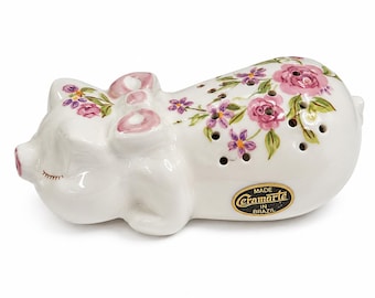 Vintage Avon Ceramarte Floral Pig Potpourri Holder | Hand Painted Ceramic Cottagecore Decor