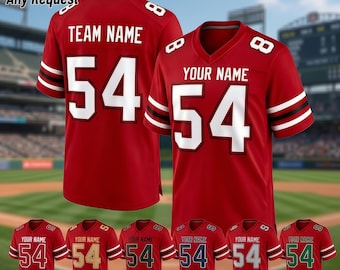 Custom Foot ball Jersey | Personalized Football Shirt | Red Team Kit with Name & Number | Adult Sports Uniform | Soccer Fan Gift