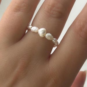 Süßwasserperlenring elastisch | echter Perlenring minimalistisch | Pearl Ring Boho | Stack Ring | zarter Sommerring | Geschenk für sie
