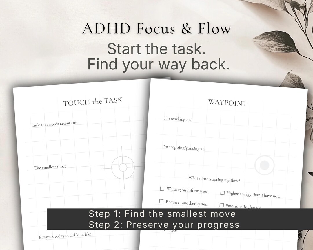 ADHD Planner Printable Bundle Executive Dysfunction Task Paralysis Tool ...