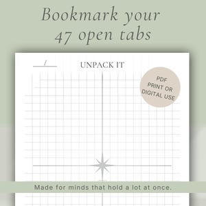 ADHD Brain Dump Printable Task Paralysis & Executive Dysfunction Worksheet for Overwhelm | Unpack It