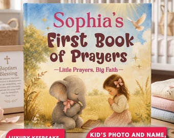 Personalized First Prayer Book for Kids with Photo & Name, Christian Everyday Bedtime Keepsake, Baptism Christening Boy Girl Baby Dedication