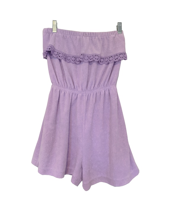 Lavender terrycloth romper