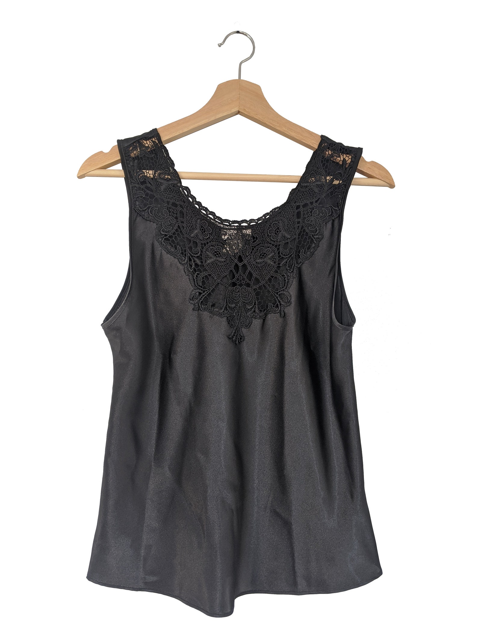 Silky Black Tank Top Etsy