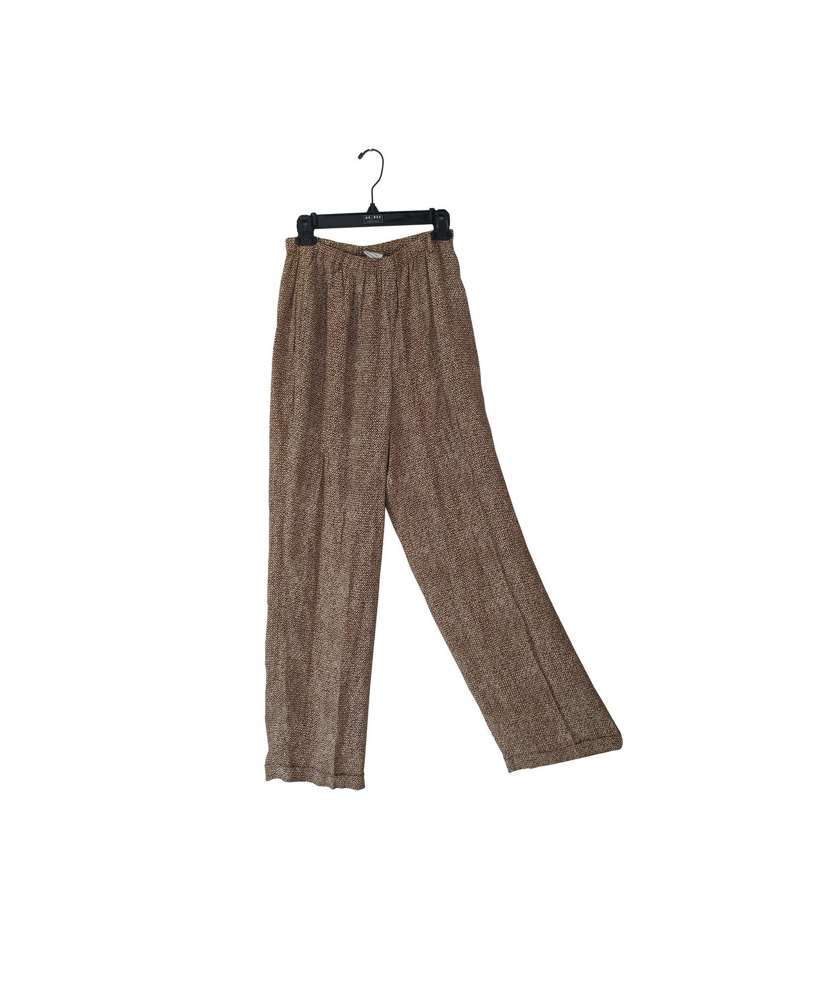 90s's Brown patterned flowy pants Etsy
