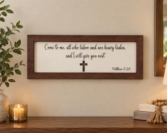 Engraved Wooden Wall Art - Bible Verse in Solid Wood Frame