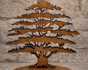 Laser-Cut Cedar of Lebanon - Wooden Desk Ornament or Shelf Display