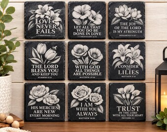 Bible Verse Slate Coaster - Inspirational Home Decor Gift