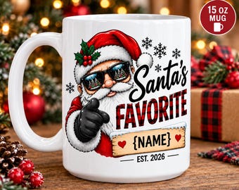 Personalized Christmas Mug 15 oz, Custom Name Holiday Coffee Cup