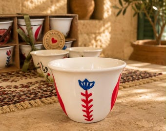 Hand-Painted Lebanese Coffee Cups - Traditional designs | set of 6