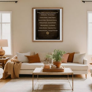 May include: A living room scene with a white sofa, throw pillows, and a coffee table. A framed print on the wall reads "How Drift Wastes Potential." Two lamps and chairs flank the sofa, with a rug on the floor.