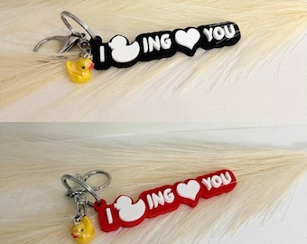 3D Printed Duck Charm Keychain | Funny Couple Accessory
