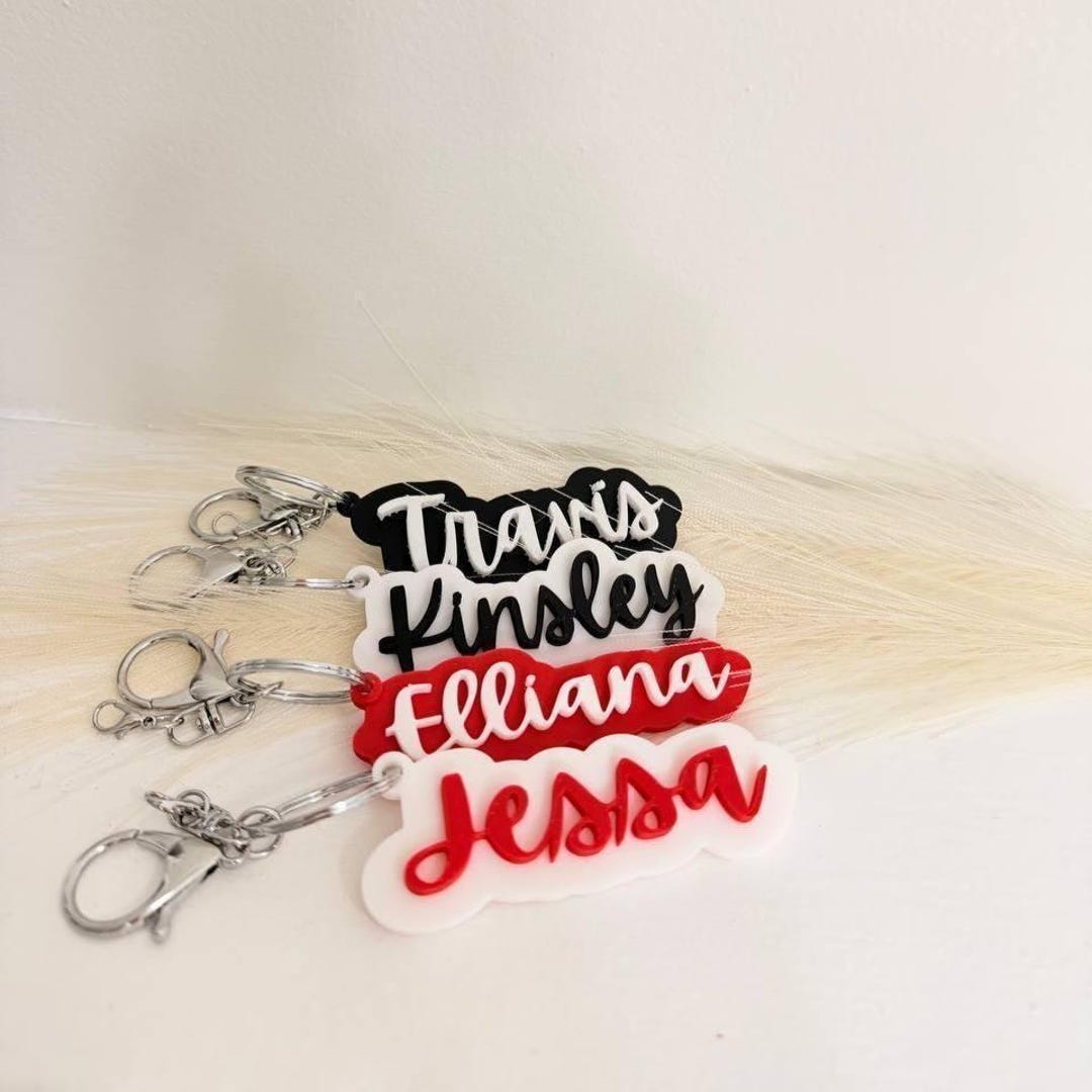 Custom Text Key Chain Custom Name Keychain | Personalized 3D Printed Keychain | Custom Text ...