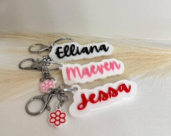 Personalized Keychain with Flower Charm | Custom Name Keychain
