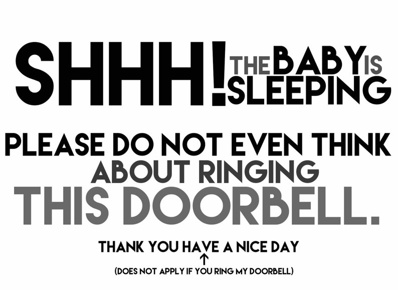 Don T Ring Doorbell Baby Sleeping Sign Printable