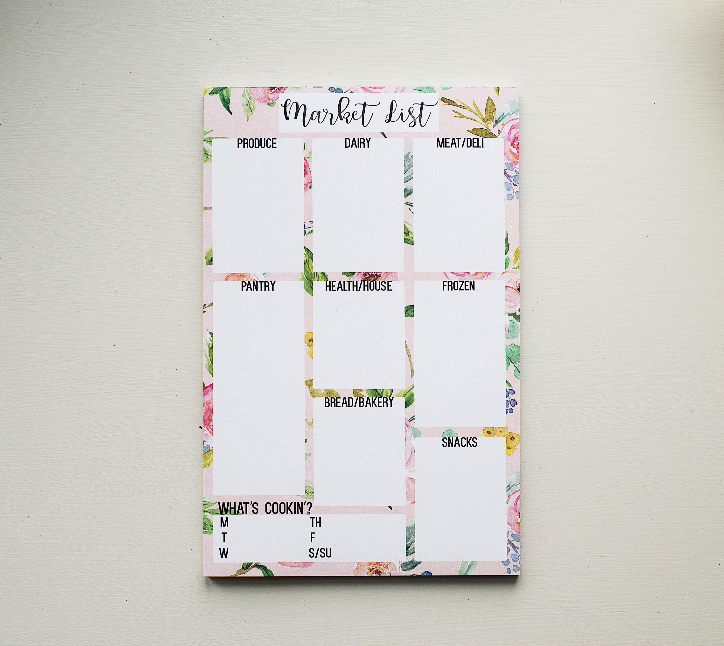 Grocery List Notepad, 1 Year of Grocery Lists, Market List, Custom Gr…