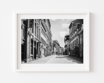 Montreal photo print, Black and white Montreal photo, Vieux Montreal print, Downloadable art, instant download,  Wall art